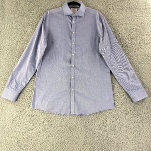 Charles Tyrwhitt Button-Up Shirt Mens Large Blue Extra Slim Fit‎ Non-Iron Cotton